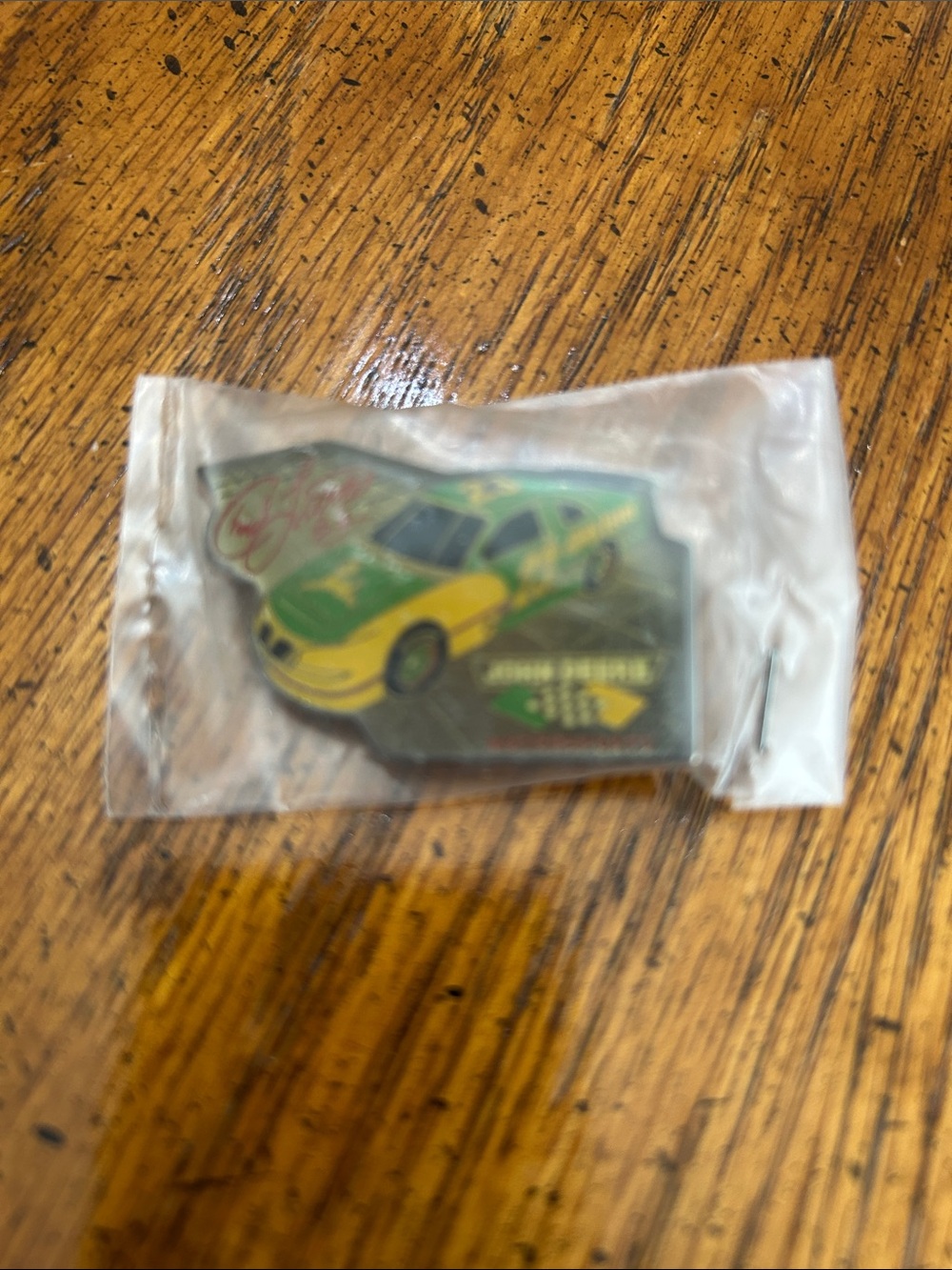 John Deere Green and Yellow Race Car Enamel Pin